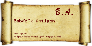 Babák Antigon névjegykártya